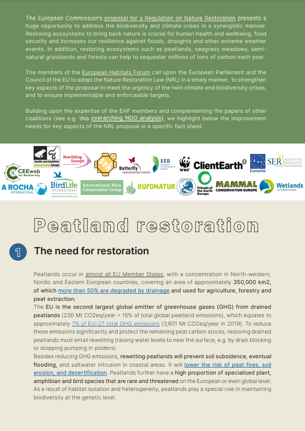 European Habitats Forum Peatland Restoration Factsheet